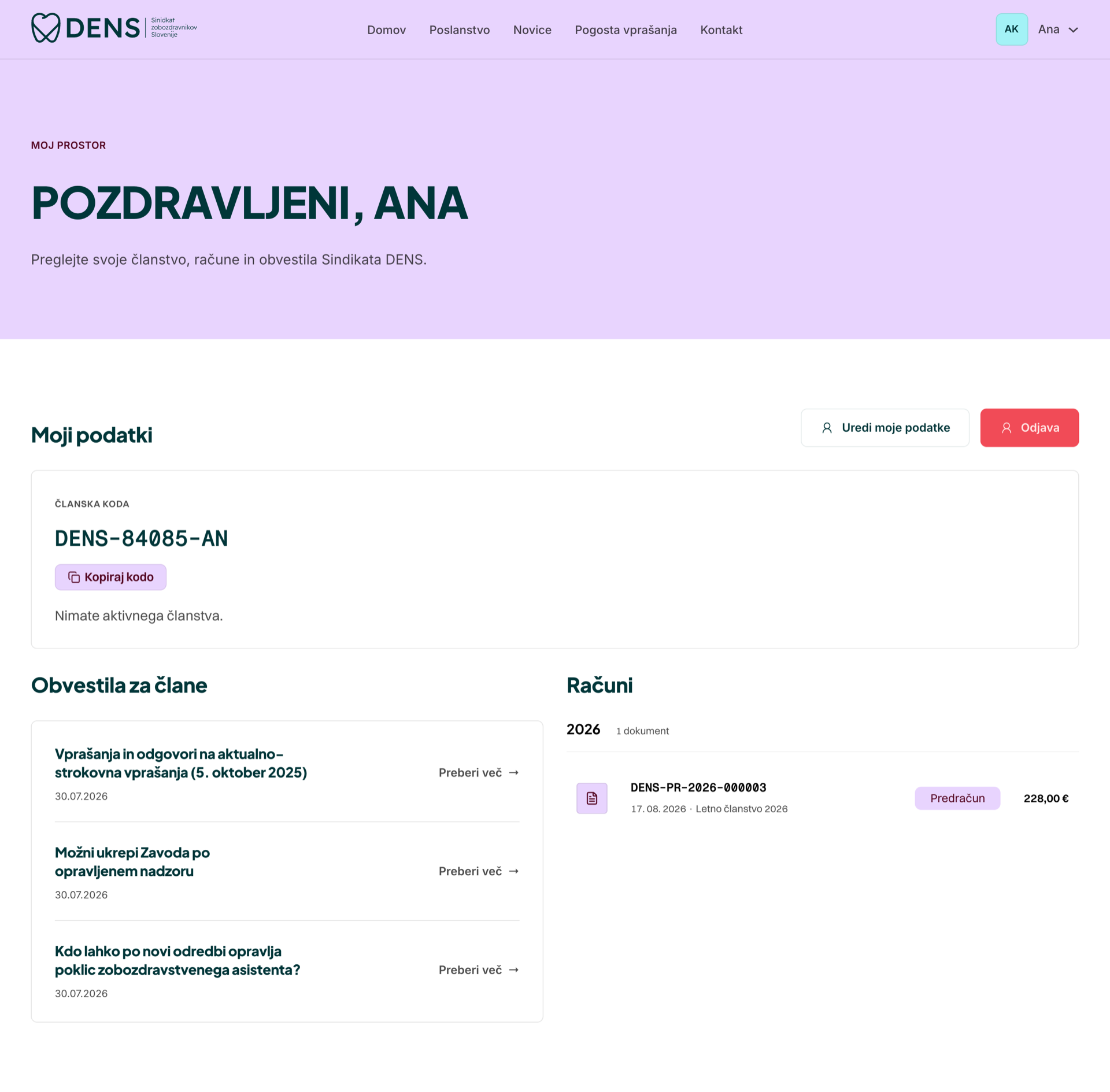 Portal pred potrditvijo plačila