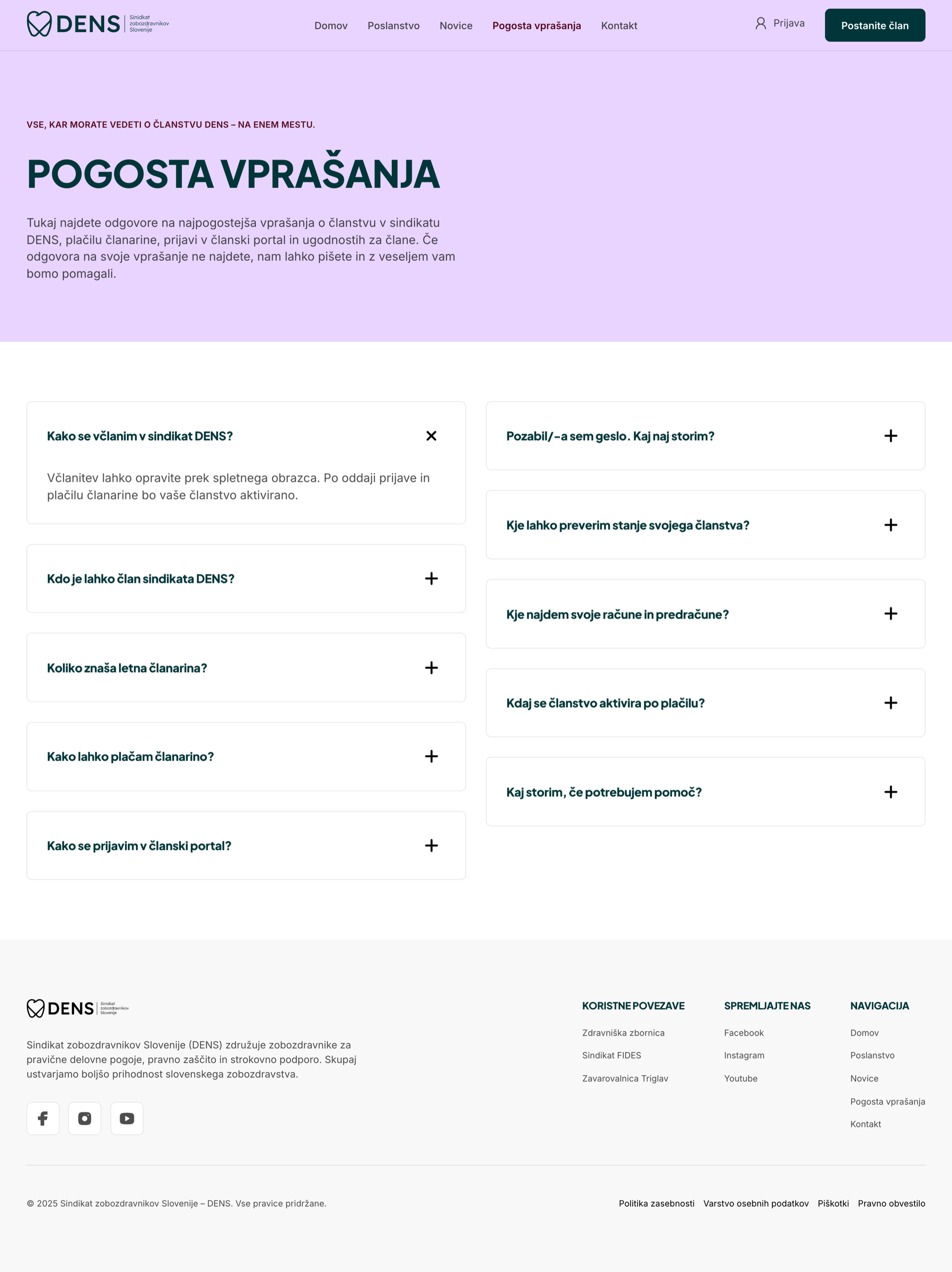Stran Pogosta vprašanja